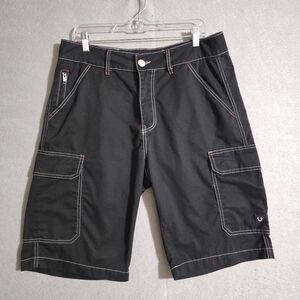 True Religion Mens Black Cargo Shorts Size 34